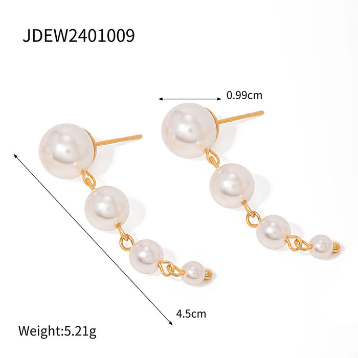 Stainless steel pearl earrings titanium steel earrings 18K gold-plated jewelry