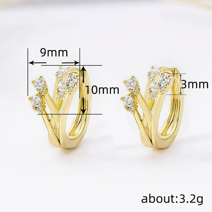 Hollow heart earrings micro inlaid sweet heart-shaped earrings for women