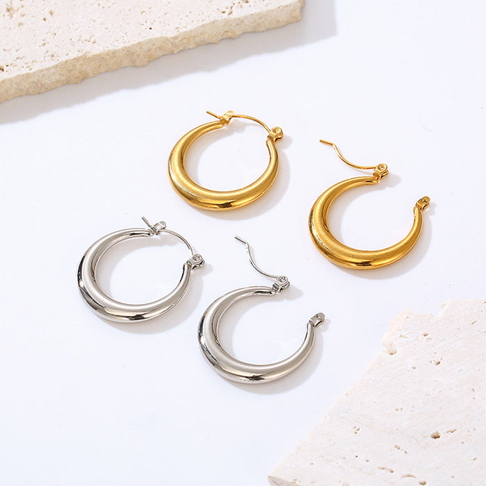 Half-circle hollow earrings French 18K plated earrings