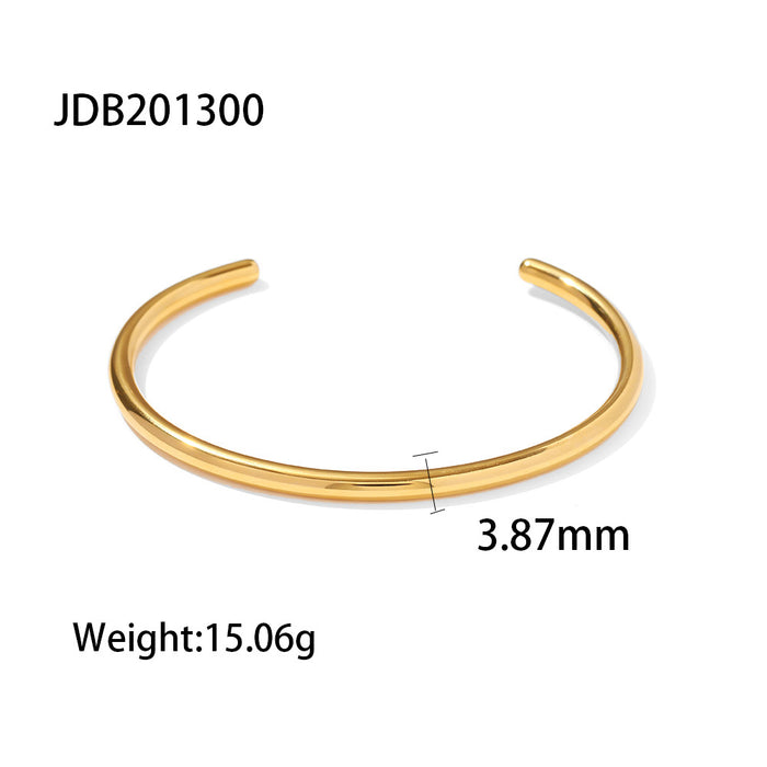 French Style 18K Gold Plated Titanium Steel Line Design Cuff Bracelet - Trendy Jewelry for Women