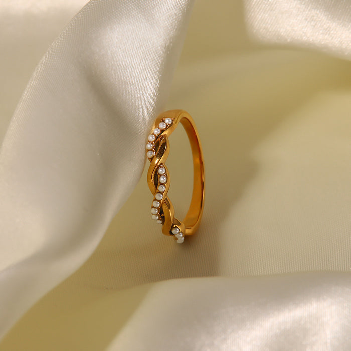 Vintage 18K Gold Plated Stainless Steel Ring with Hollow Design