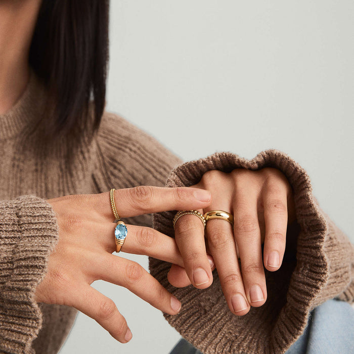 Adjustable 18K Gold Plated Stainless Steel Ring with Hollow Patterns