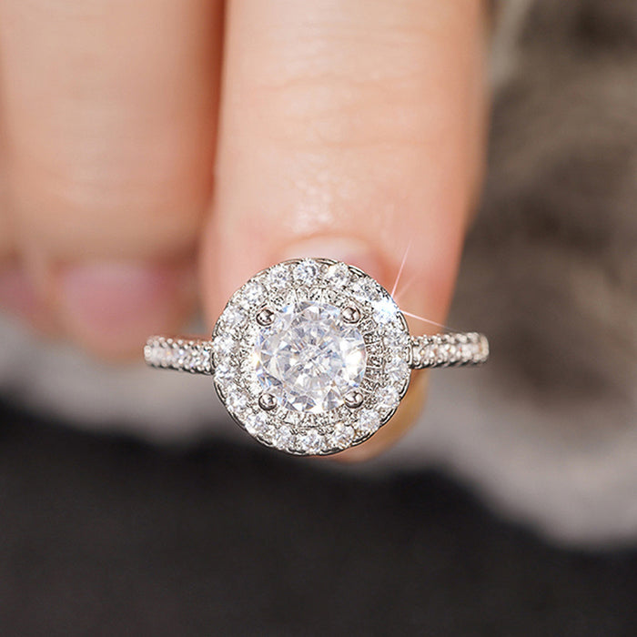 Anillo geométrico redondo para bodas y compromisos de mujer