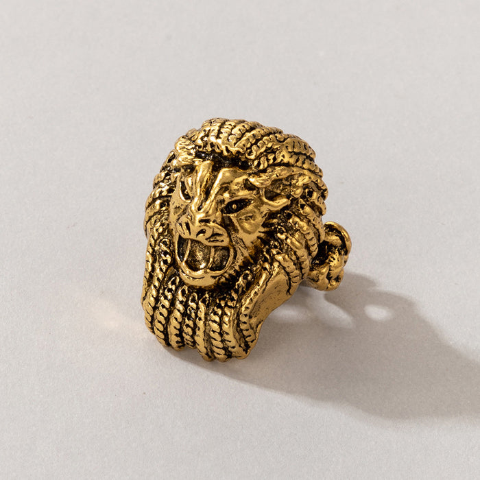 Lion head retro animal exaggerated ring