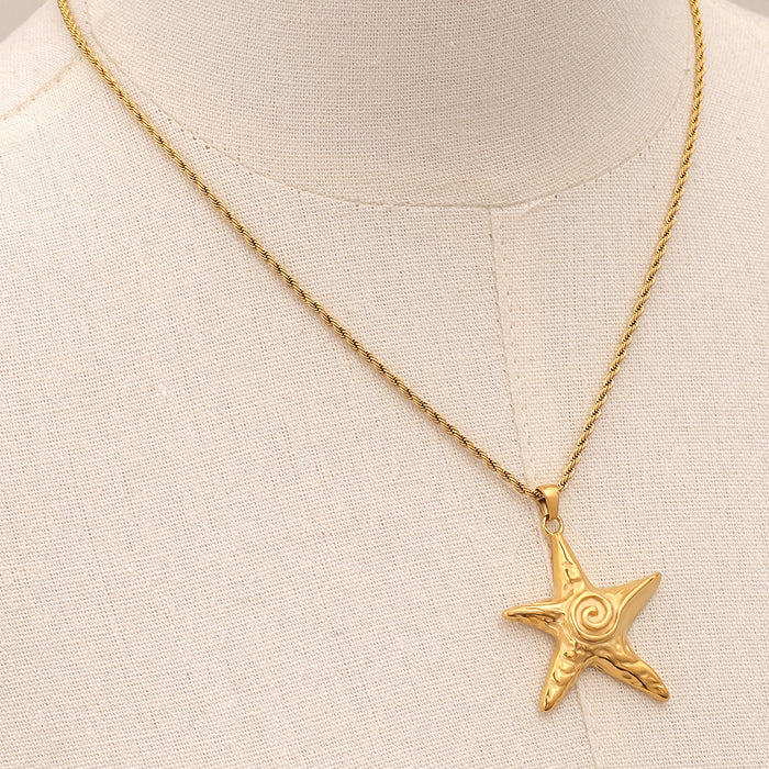 Starfish pendant necklace, European and American stainless steel ins style ocean clavicle chain design