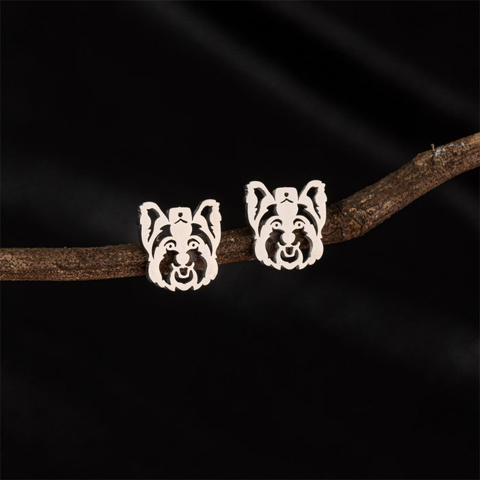 Dog Design Stainless Steel Stud Earrings - Cute and Stylish Animal Jewelry