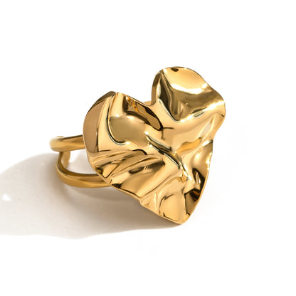 Geometric Design 18K Gold Plated Stainless Steel Ring - Elegant Jewelry