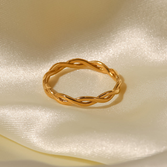 Textured 18K Gold Plated Stainless Steel Ring - Unique and Fashionable