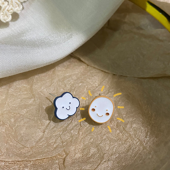 Cloud smiley face earrings sweet and fresh earrings spring and summer earrings