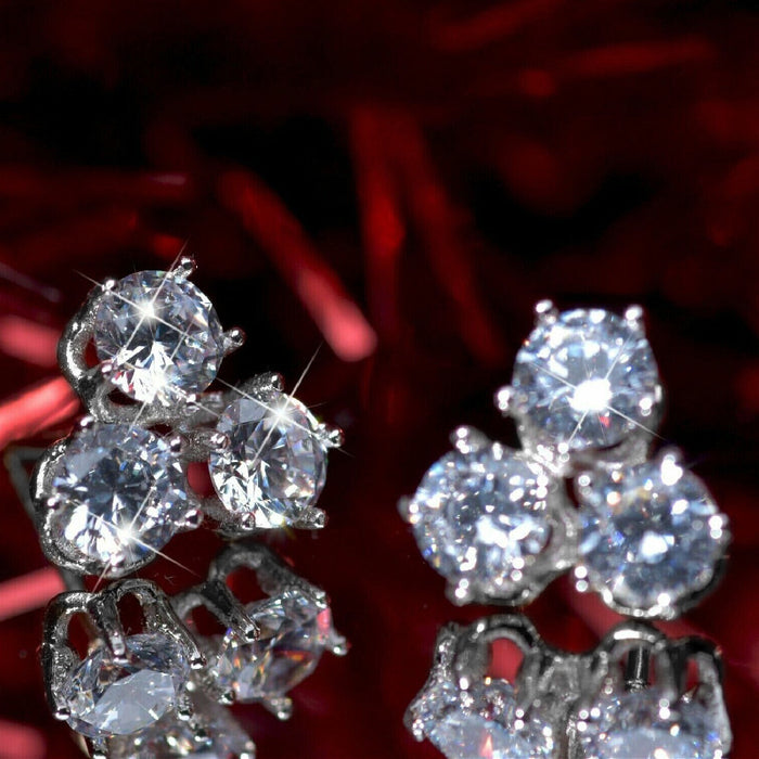 Geometric zircon earrings, versatile and high-end earrings