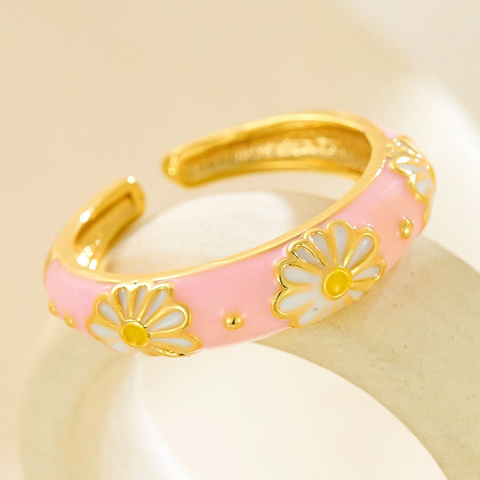 Wholesale copper micro-painted colored flower circle rings