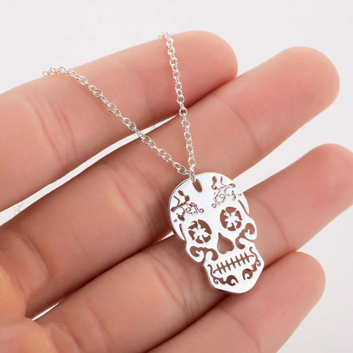 Pendientes y collar con colgante de calavera fantasma y calabaza de Halloween: joyería festiva de acero inoxidable para ocasiones espeluznantes