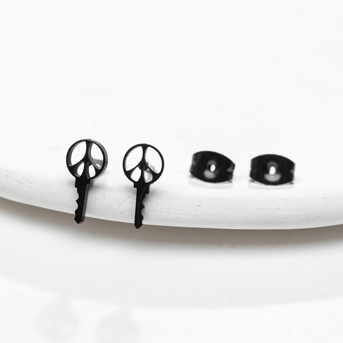 Key Stainless Steel Stud Earrings - Simple and Stylish Geometric Jewelry