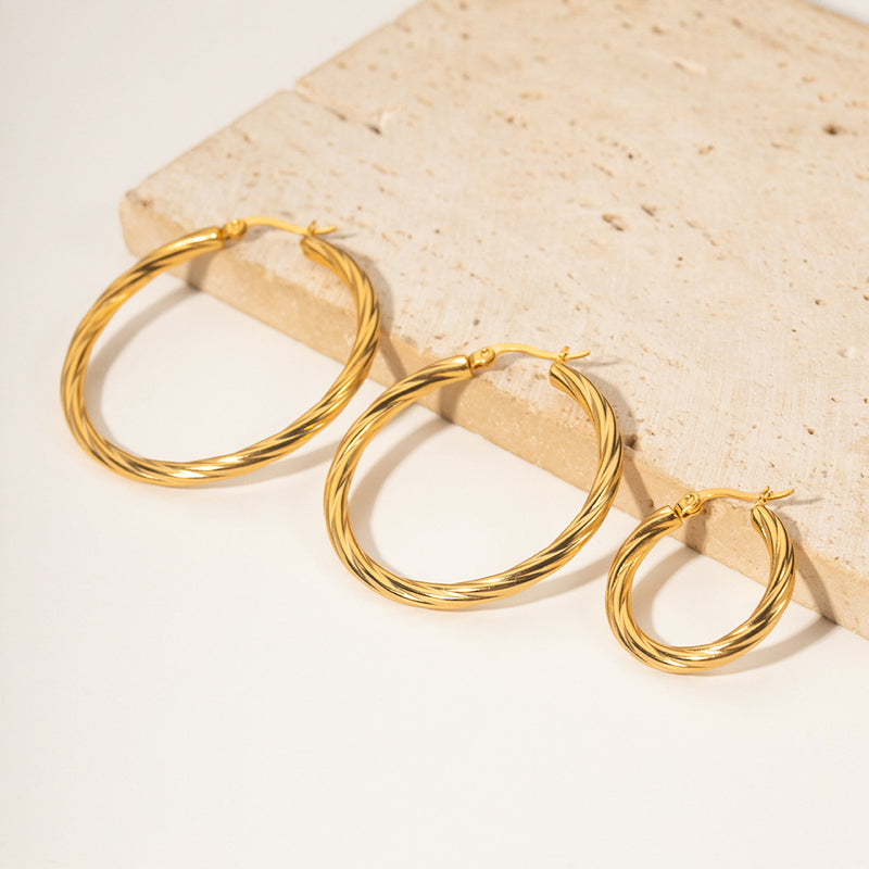 18K Gold Plated Stainless Steel Cross Earrings - Unique Design with Glossy Finish - wallojewerly 