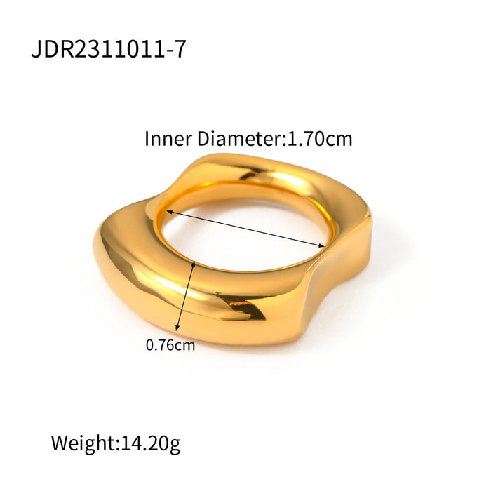 Anillo abierto trenzado de acero inoxidable bañado en oro de 18 quilates: joyería de moda para mujeres