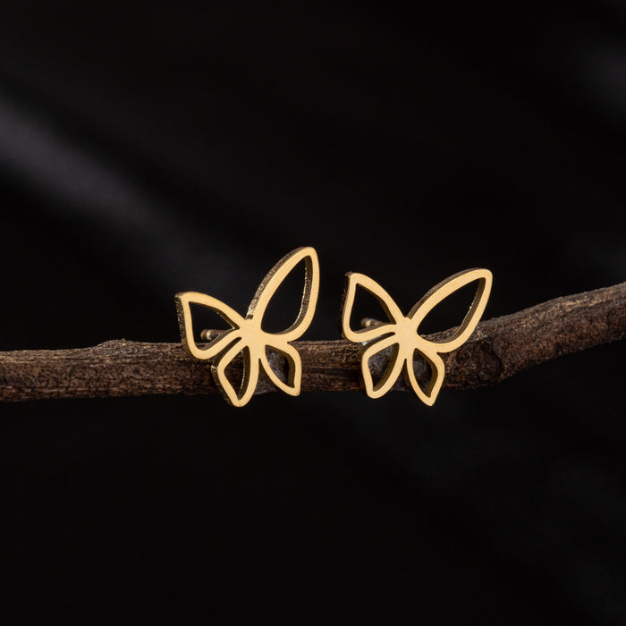 Hollow Butterfly Stainless Steel Stud Earrings - Delicate and Elegant Jewelry