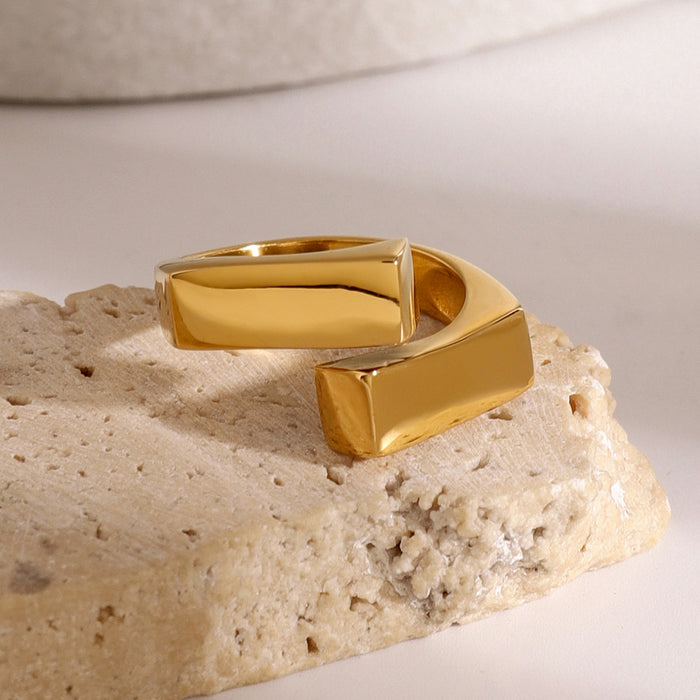 Minimalist 18K Gold Plated Stainless Steel Ring with Textured Finish