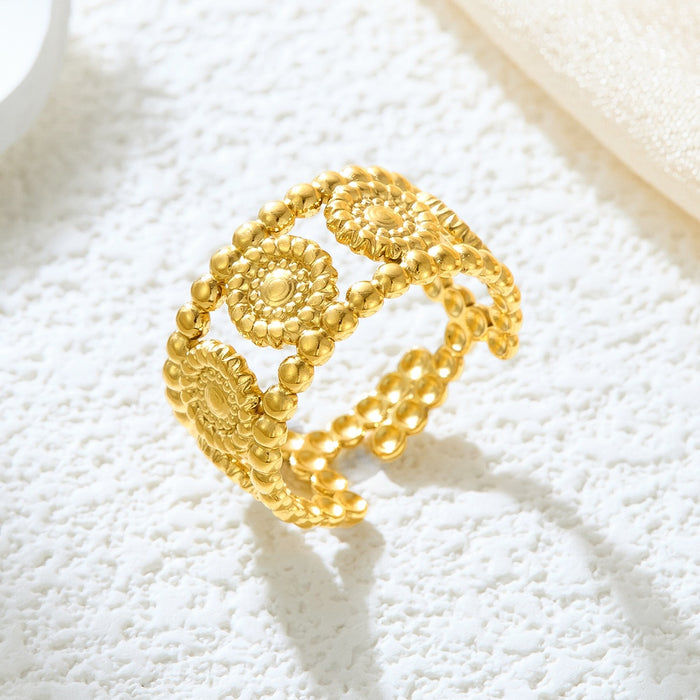 Wholesale stainless steel and titanium steel sunflower flower open rings