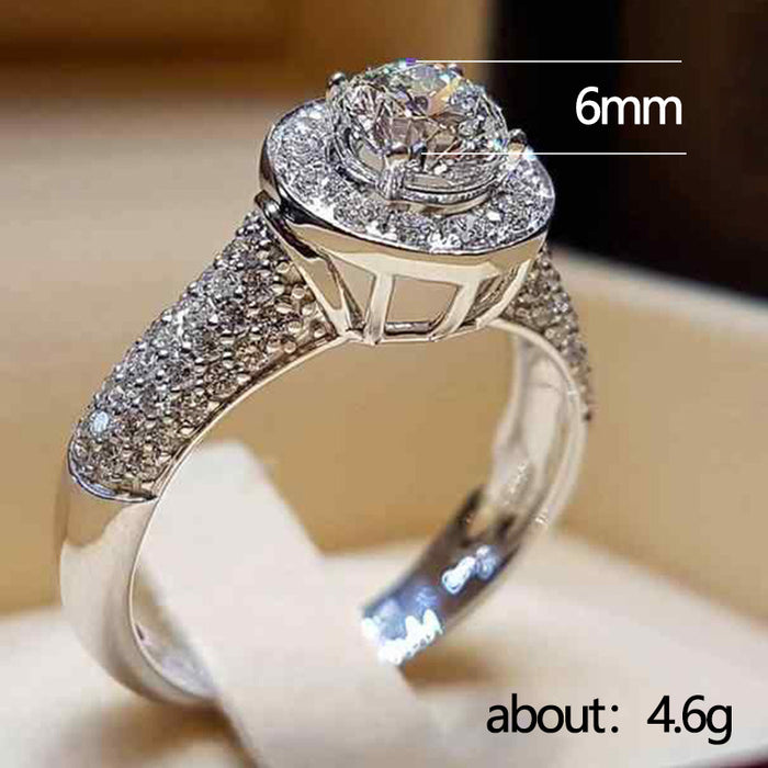 Super shiny round large diamond ring classic temperament diamond ring