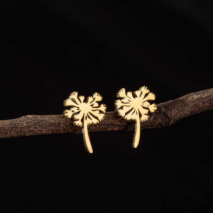 Dandelion Stainless Steel Stud Earrings - Simple and Elegant Floral Jewelry