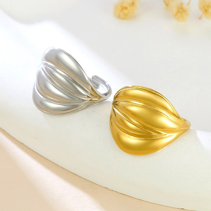 Wholesale 18K gold irregular pleated wide-faced ring