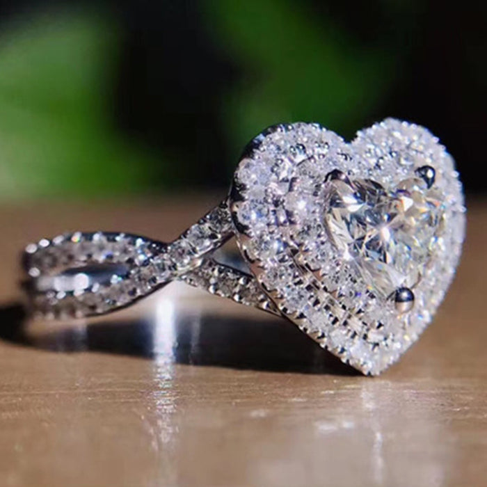 Heart Shaped Ring Romantic Birthday Gift for Women