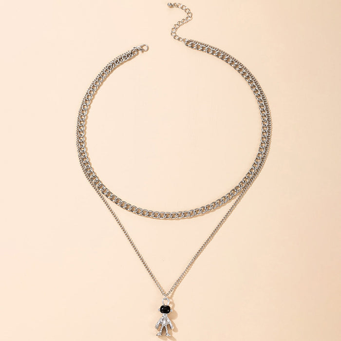 Simple Stone Necklace with Geometric Pearl Choker