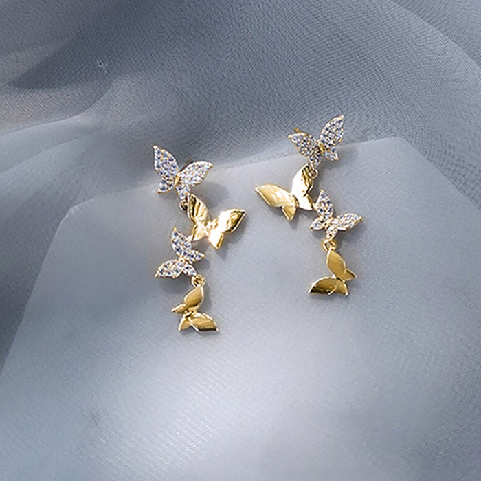 Spliced butterfly earrings Korean style beautiful versatile earrings