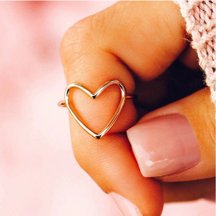 Anillo de corazón simple, anillo clásico liso, accesorios elegantes