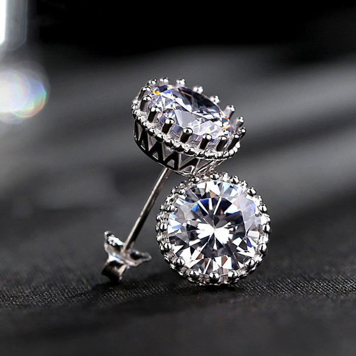 Palace style crown zircon earrings