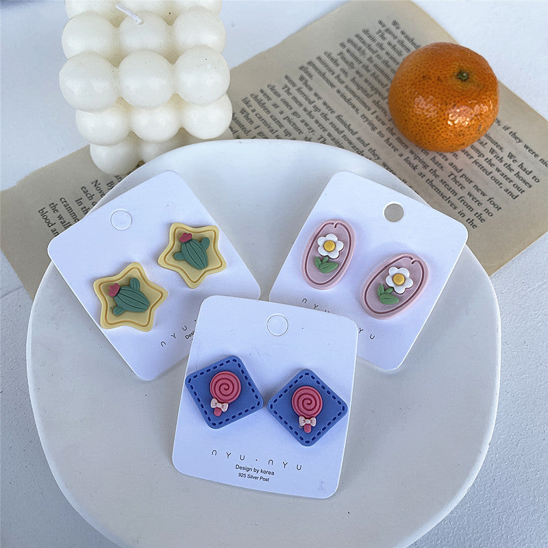 Pendientes divertidos 2022 con aguja de plata S925 y bonitos pendientes de oso a juego de colores