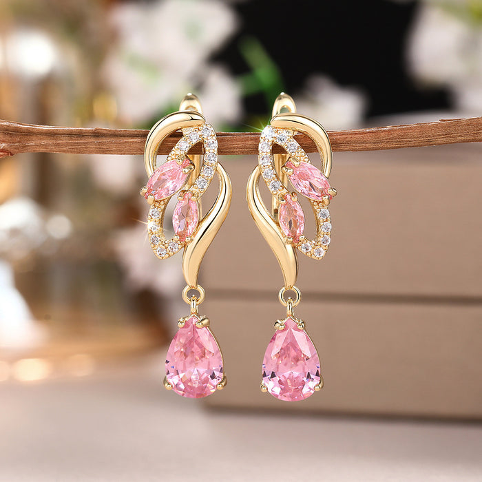 Imitation pearl hanging earrings Japanese and Korean temperament simple earrings fashionable zircon earrings