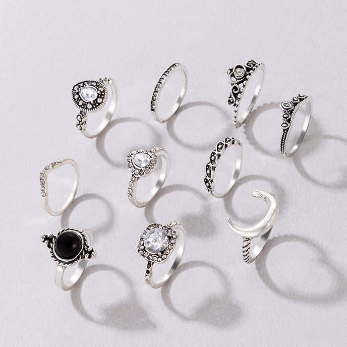 Floral Elephant Gemstone Rings - 12pcs Set