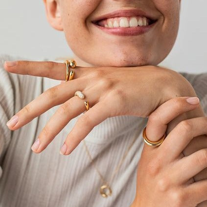 Adjustable 18K Gold Plated Stainless Steel Ring with Braided Design