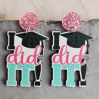 School season book wooden earrings