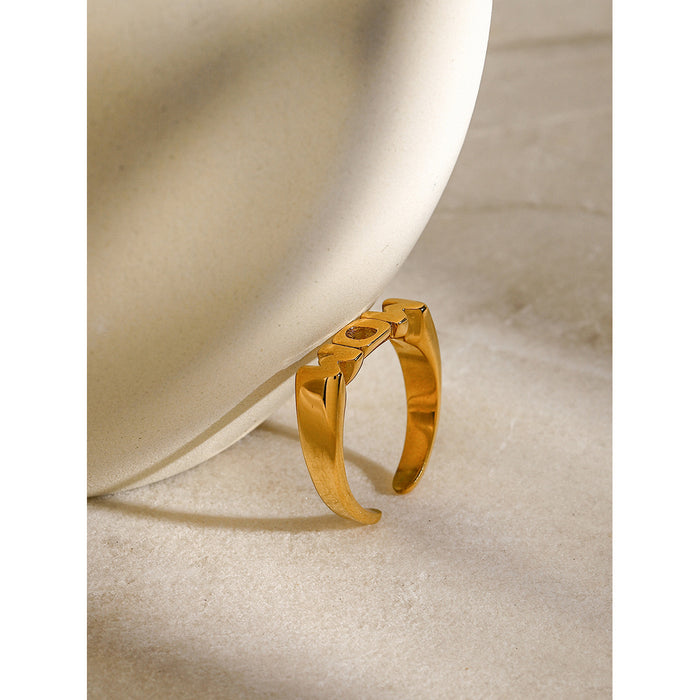 Double Layer 18K Gold Plated Stainless Steel Ring - Unique Style