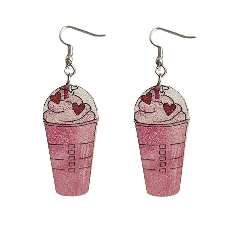 Wooden drink cup earrings