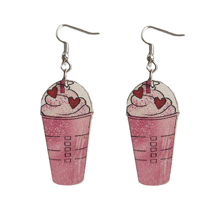 Wooden drink cup earrings