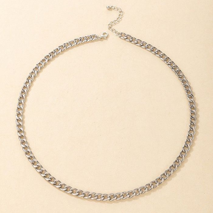 Collar de cadena geométrica de plata: joyería minimalista de moda para mujeres