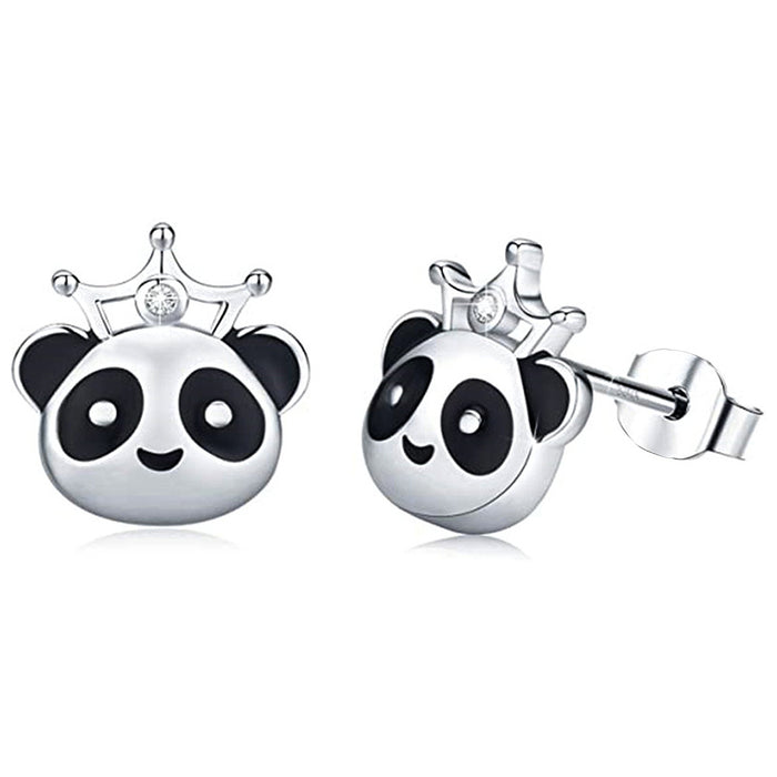 Black and white panda earrings cartoon cute animal earrings