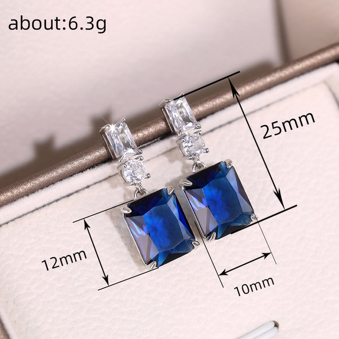 Blue contrast zirconia earrings