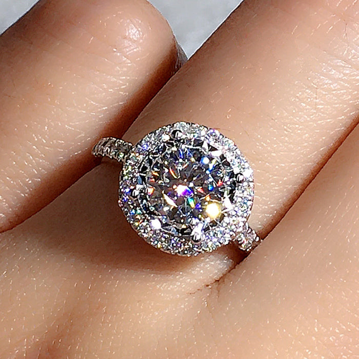 Inlaid simulated diamond ring wedding bridal jewelry factory direct