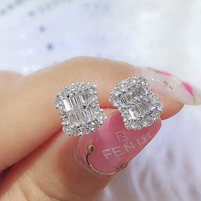 Square crystal earrings zircon earrings wholesale