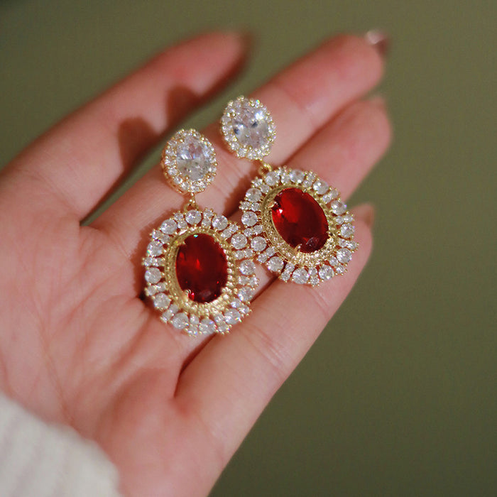 Vintage Gem Flower Earrings