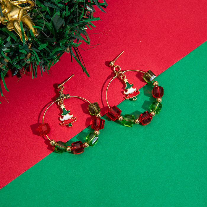 Christmas Bell Beaded Earrings Colorful Retro Earrings