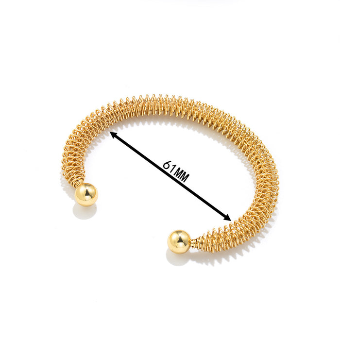 18K gold plated spring stainless steel retro simple women's bracelet