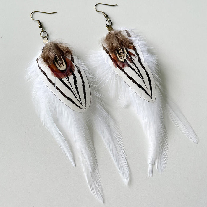 Natural Feather Earrings with Exotic White Elegant Wedding Style