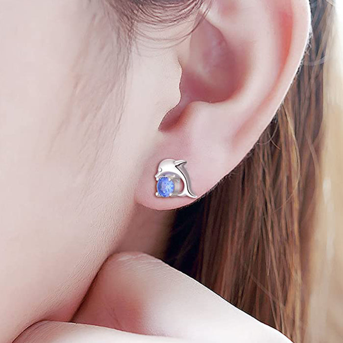 Dolphin earrings sweet mini zircon earrings for women