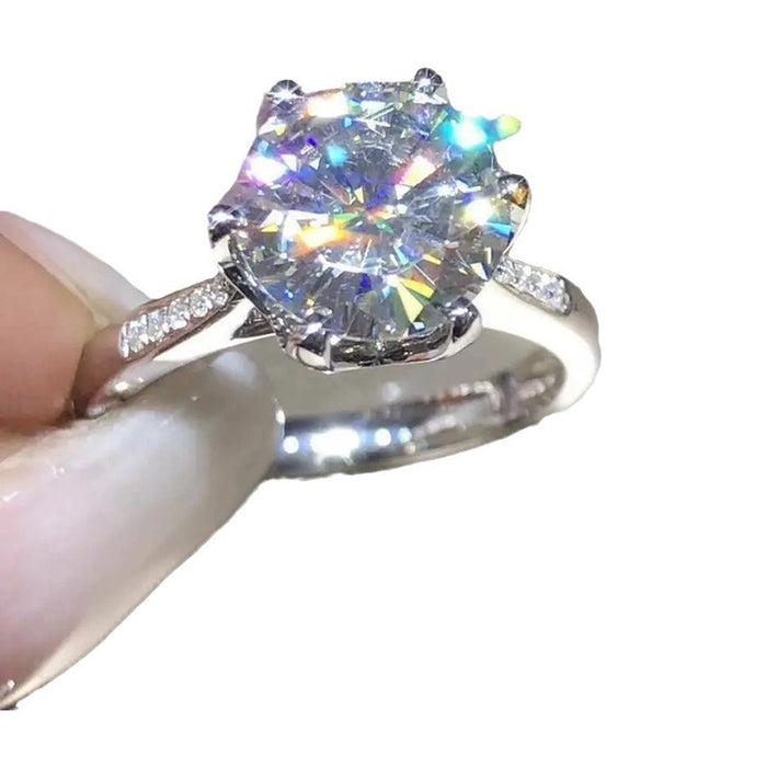 Six-claw zircon ring couple wedding engagement ring women's gift