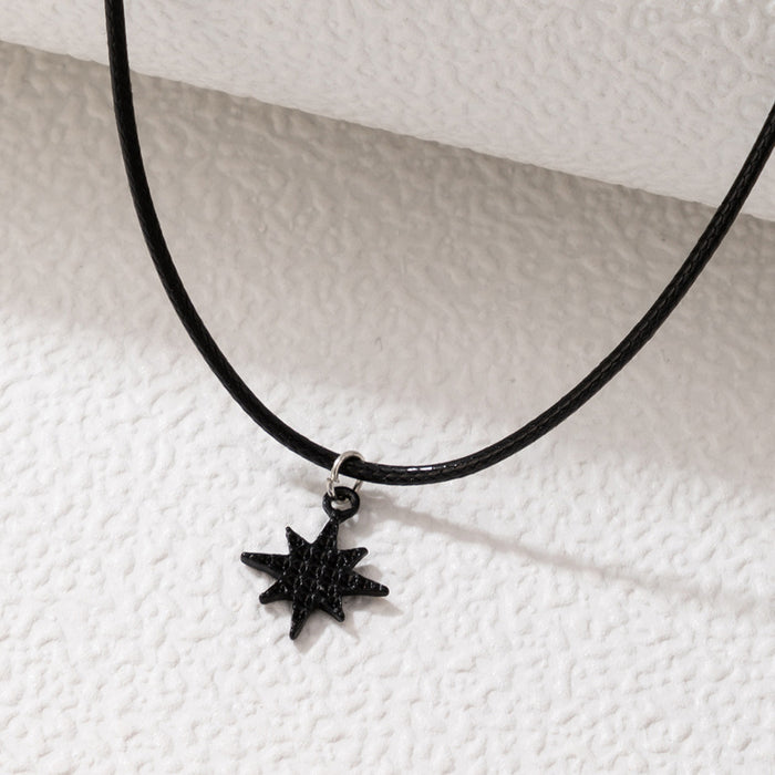 Black Star Pendant Choker Necklace - Stylish Minimalist Star Chain for Women